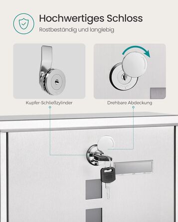 Поштова скринька SONGMICS з замком, оглядовим вікном та відділенням для газет, сіра - GMB20AG (37x37x11 см)