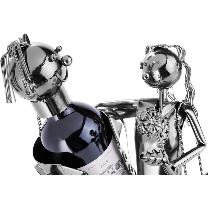 BRUBAKER Bottle Holder, Loving Couple Metal Sculpture with Gift Card