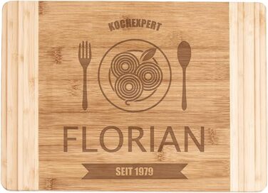 Maverton Bamboo Cutting Board with Engraving - Serving Board - Bread Board Solid - Size: 35x25 cm - Cutting Board for Men - Christmas Gifts - for Birthdays - for Christmas - Cooking Expert