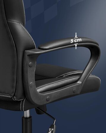 Офісний стілець SONGMICS Ergonomischer Bürostuhl, регульований, чорний, міцний, стабільний, OBG21B, 52 x 53 x 122 см