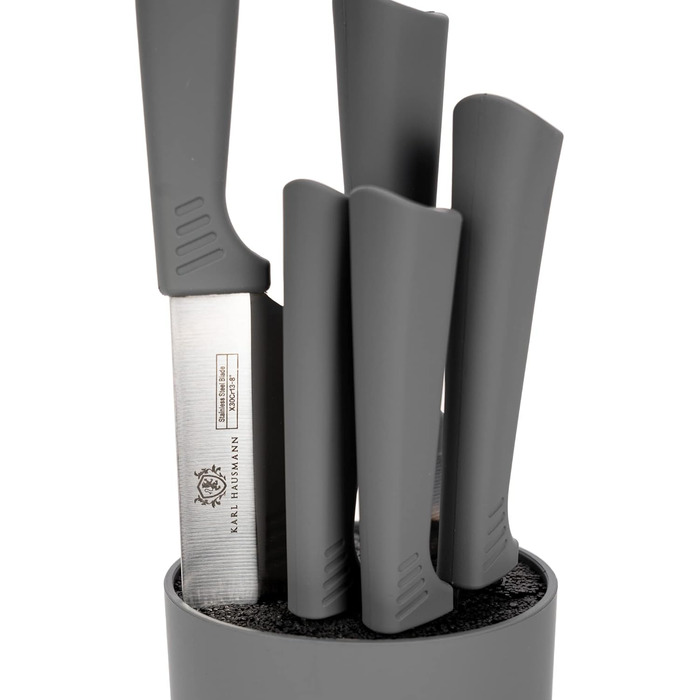 Набір ножів Karl Hausmann 5 предметів: набір ножів, ніжний блок, кухонні ножі з нержавіючої сталі (сірий)