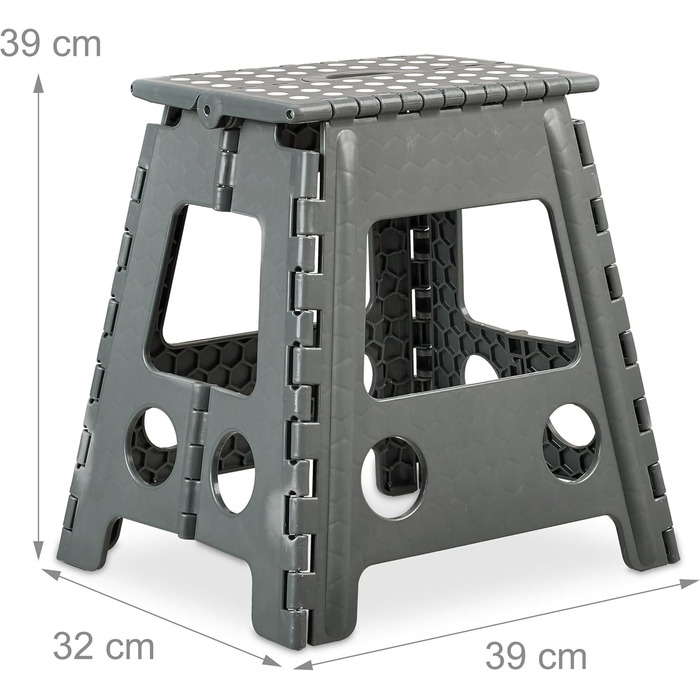 Складаний стілець Relaxdays: для кемпінгу, ванної кімнати, до 150 кг, пластик, сірий