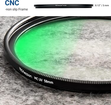 Фільтр UV PROfezzion Slim 58mm для Canon EOS 2000D, 4000D, 1300D, 1200D, 850D, 800D, 760D, 750D, 700D, 650D, 600D, 550D, 500D, 250D, 200D з об'єктивом EF-S 18-55mm та іншими об'єктивами з різьбою 58mm