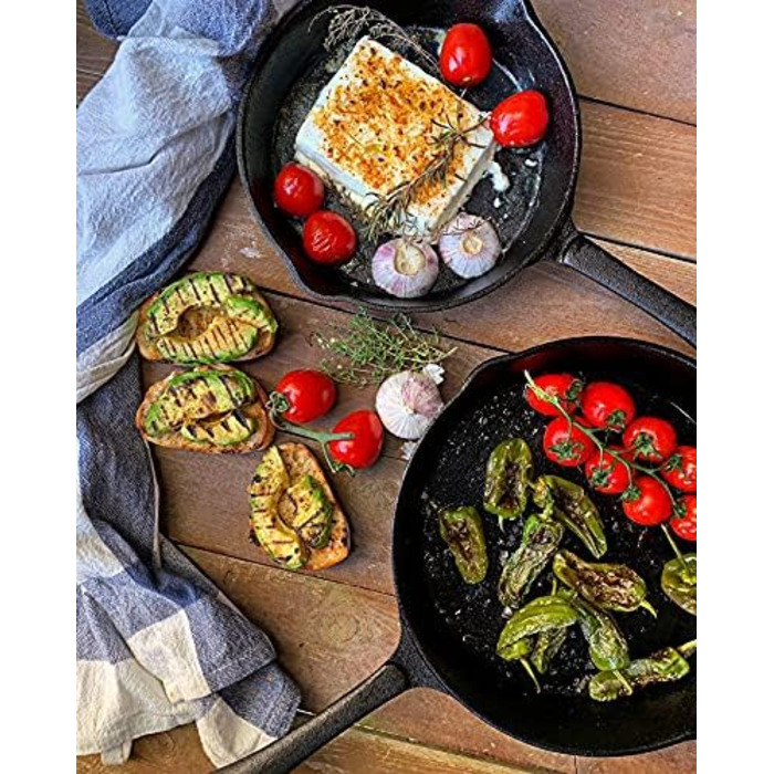 Набір сковорідок BBQ-Toro з чавуну, 3 шт. (16, 20, 24 см) для стейків, гриля та смаження