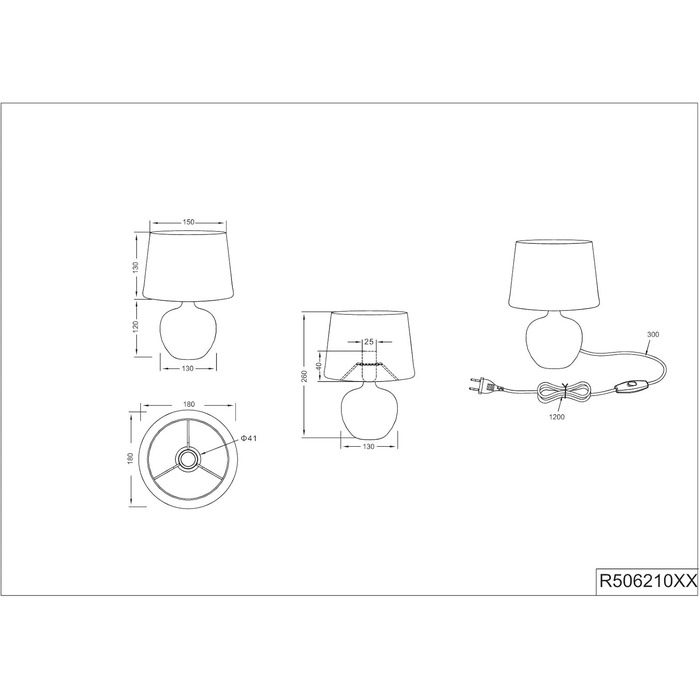 Настільна лампа Reality Leuchten Luxor, кераміка, золото, E14, 18x18x26 см (2 шт.)