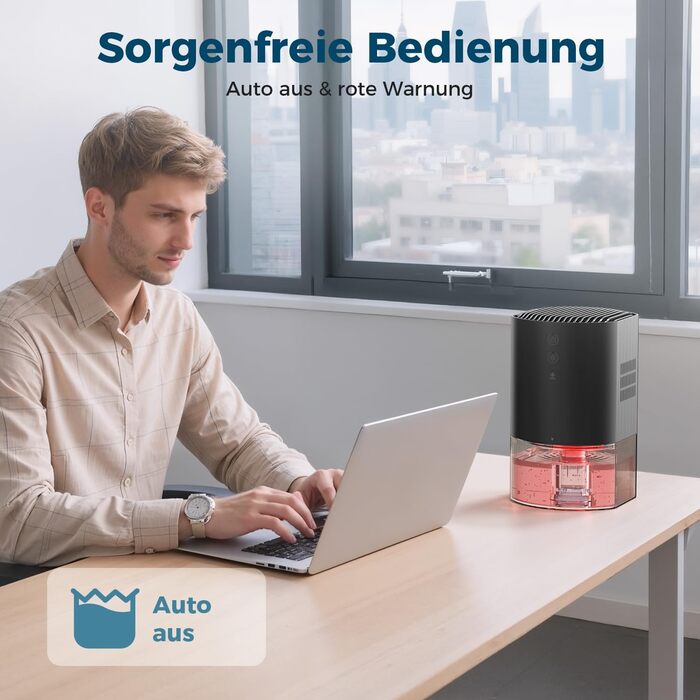 Електричний осушувач повітря AROEVE 990мл з 7-кольоровим підсвічуванням, автоматичним вимкненням та захистом від пролиття - для дому, шафи, ванної кімнати та кухні