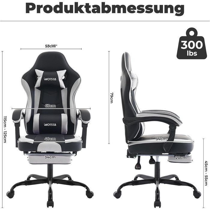 Геймерське крісло Ergonoma з підставкою для ніг, чорно-біле - Офісне крісло з підтримкою попереку