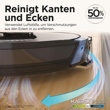 Робот-пилосос Shark Matrix Plus 2-в-1 з функцією миття та самостійною станцією, самоочищення, для шерсті тварин, килимів та твердих підлог, 14,5 см, чорний