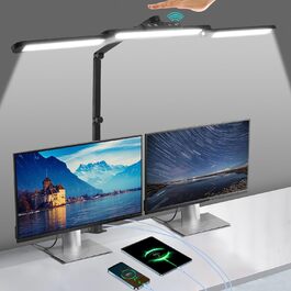 LED лампа для столу Litren 80 см з USB, сенсорне управління та таймер, 24W, чорна