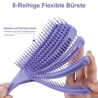 Щітка для кучерявого волосся: розплутування, розгладження, зменшення пошкоджень, для жінок, чоловіків, дітей, фіолетовий колір