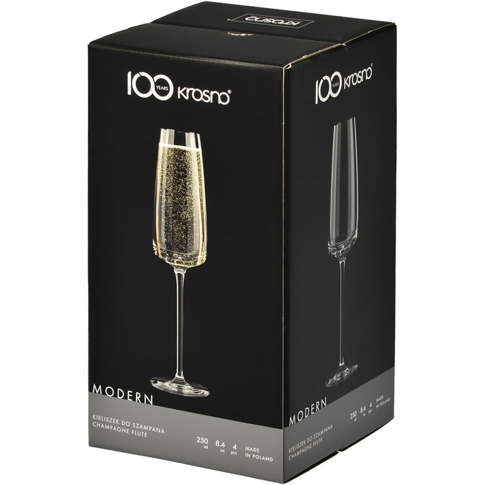 Набір келихів Krosno для білого, рожевого вина та Prosecco, 4 шт, об'єм 650/480 мл, сучасна колекція, ідеально для дому, ресторану та кухні, безпечні для миття в посудомийній машині