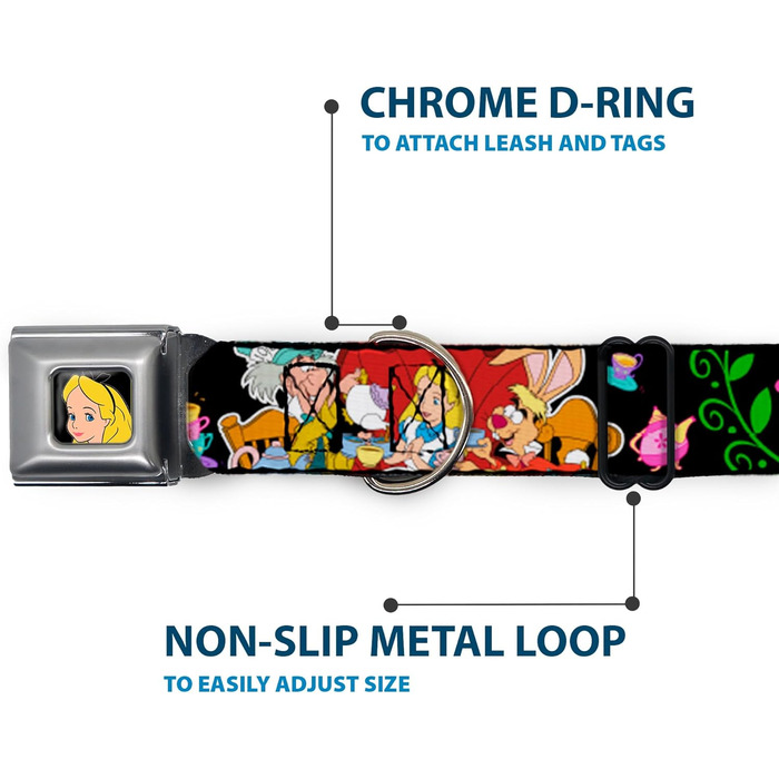 Нашийник для собак Buckle-Down Alice in Wonderland - 2.5 см, розмір 22-38 см