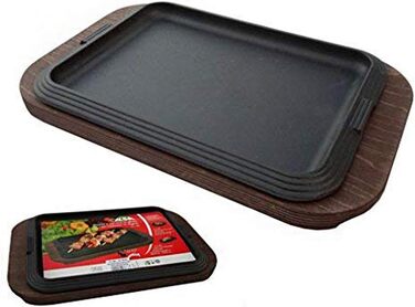 Ilsa Cast Iron Serving Platter with Wooden Tray, 30x22 cm