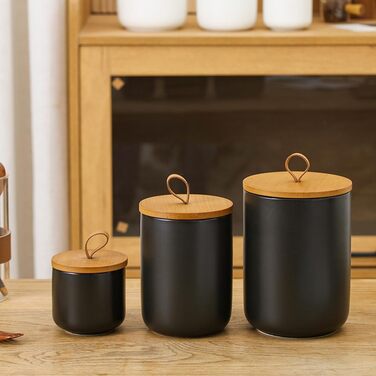 Контейнер для кави, цукру та спецій з кришкою, 260 мл, чорний | Керамічне скло