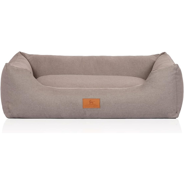 Knuffelwuff Dog Bed Lotte made of Velour with a fine hand-woven character XXL 120 x 85cm - removable cover - washable - for large, medium and small dogs (Light Grey, L 120 x W 85 x H 25 cm)