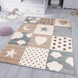 Дитячий килим VIMODA для кімнати, зірки, серця, місяць, 80x150 см