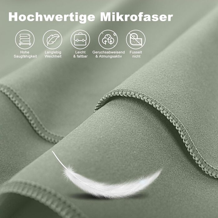 HiiPeak Рушник з мікрофібри: компактний, легкий, швидковисихаючий для спорту та басейну (180 x 90 см, колір: зелений)