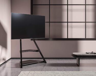 FITUEYES Rolling TV Stand - Mobile TV Stand with Wheels for 43-75 inch Flat & Curved TVs - Height Adjustable, Swivel, Tilt, Eiffel Series Black