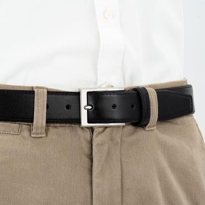 Чоловічий шкіряний ремінь Lindenmann, ширина 35 мм, чорний, повноецінний, розмір 110 см, довжина 125 см, W 43.3 XL