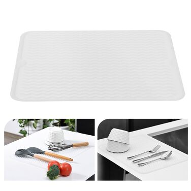Силіконовий килимок для сушіння посуду KitchenRaku 40x60 см, термостійкий, антиковзний, прозорий
