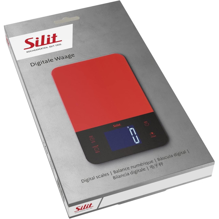Кухонні ваги Silit Digitale з функцією тарування, до 5 кг, з LED-дисплеєм, велика поверхня зважування, таймер