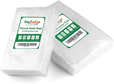 VacFreKep 100 Bags 15x25cm (50) and 20x30cm (50) Vacuum Bags for Food, BPA-Free Vacuum Sealer Bags for Vacuum Sealers and Foil Sealers Suitable
