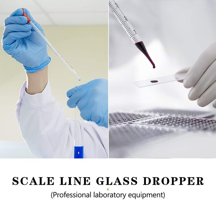 Beaker Cylinder Pipette Set, JESSTOLO 5-Piece Thick Glass Graduated Beakers, 4 Glass Measuring Cylinders with 3 Glass Measuring Pipettes, 4 Glass Stir Sticks and 2 Washing Brushes