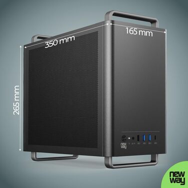 Корпус для ПК NEWWAY NC1 Mini-Tower, підтримка Mini-ITX/ITX/Micro-ATX, USB Type-C, з вентилятором 9мм, металевий сітчастий дизайн, чорний