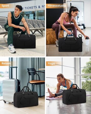 Спортивна сумка LOVEVOOK для жінок, 30 л: туристична сумка з відділенням для взуття та мокрих речей, невелика сумка для спортзалу, плавання, сауни, ручної поклажі для спорту, фітнесу, тренувань та подорожей, водонепроникна дорожня сумка-мішок (B-чорний, 5