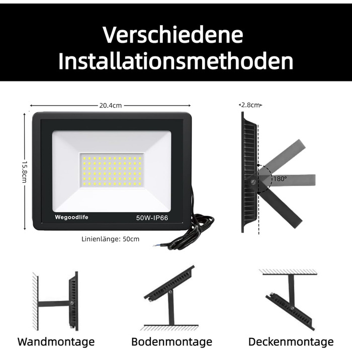 2 Pieces 100W LED Flood Lights Outdoor, Super Bright 8140LM Wall Light, 3000K Warm White Outdoor Spotlights, IP66 Waterproof Floodlight, Spotlights for Backyard, Driveway, Doors, Garage, Hallway, Garden (Cool White, 50.0 Watt)