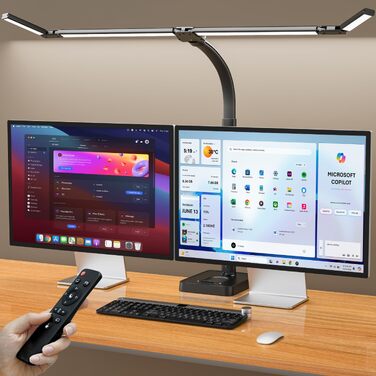 Стільна настільна LED-лампа 24W з регулюванням яскравості та 4-сегментним гнучким світильником, чорна