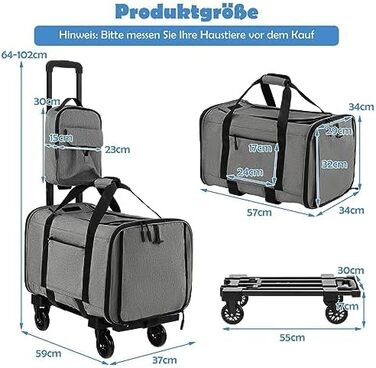 Транспортна переноска для тварин FANTASK з телескопічною ручкою та колесами