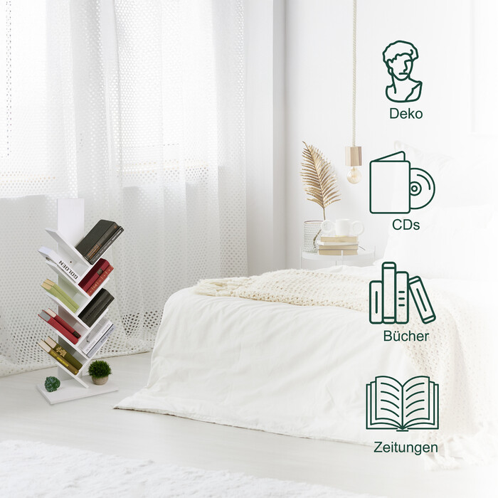 Біла книжкова шафа Relaxdays у формі дерева
