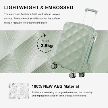 Набір валіз Sea Choice з жорстким корпусом (55/65/76 см) з TSA замком та 4 колесами. Включає: валізу, сумку для подорожей та кулькову сумку. Колір: м'ятно-зелений