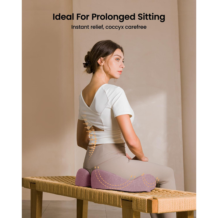 Ортопедична подушка для сидіння ProtoArc для офісного крісла: ергономічна, з піною Memory Foam, для рівномірного розподілу тиску, для комфорту протягом дня (роликове крісло, автомобіль) (Рожевий, Великий)