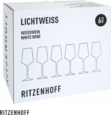Набір склянок для білого вина RITZENHOFF Lichtweiss, 400 мл, 6 шт. - Made in Germany