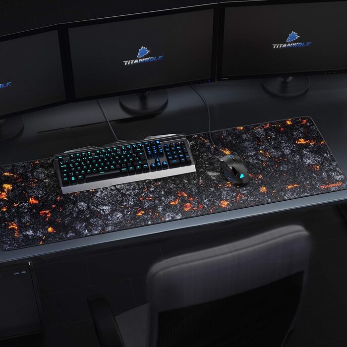 Миша для геймінгу TITANWOLF XXXL 1200x400 мм з малюнком Lava - великий килимок для миші, підвищена точність