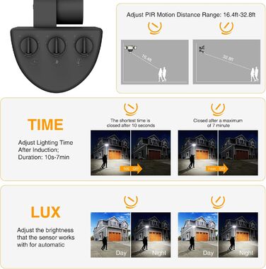 Onforu LED Floodlights with Motion Sensor Outdoor 55W, 5000 LM LED Floodlight, Outdoor Spotlight with Adjustable 3 Heads, 6500K Cool White Spotlight, IP65 Waterproof Floodlight for Garage, Garden, Yard