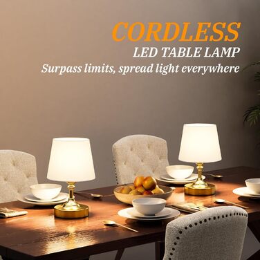 LED настільна лампа бездротова з торшером з льону, сенсорне керування, регулювання яскравості, USB-C, для спальні, вітальні, кухні, 40см, мідь