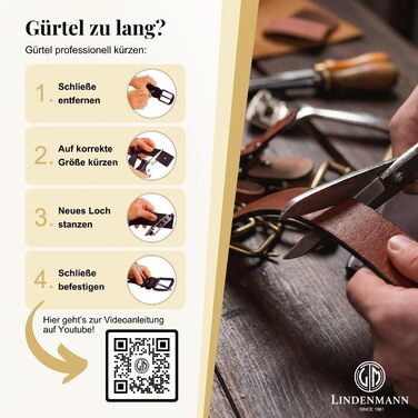 Чоловічий шкіряний ремінь Lindenmann 40 мм, повноецінна шкіра, чорний, 135 см (XXXXL)