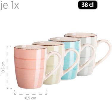 Набір посуду MÄSER Vintage (16 предметів) для 4 осіб, ручна розпис, кераміка, зелено-блакитний (Bel Tempo Ii), стеатова глина, зелений/блакитний/бірюзовий/димно-блакитний