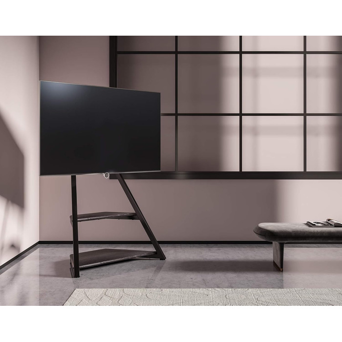 FITUEYES Rolling TV Stand - Mobile TV Stand with Wheels for 43-75 inch Flat & Curved TVs - Height Adjustable, Swivel, Tilt, Eiffel Series Black