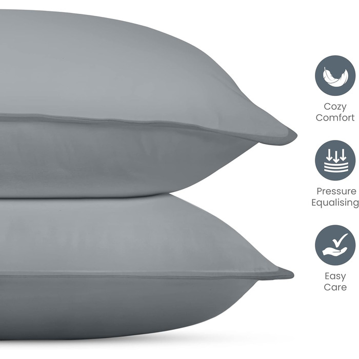 Utopia Bedding Pillow Set (2-Pack), 40 x 80 cm Sleeping Pillow, Breathable and Soft Pillow (Grey) 40x80 cm (2 Pack) Grey 2