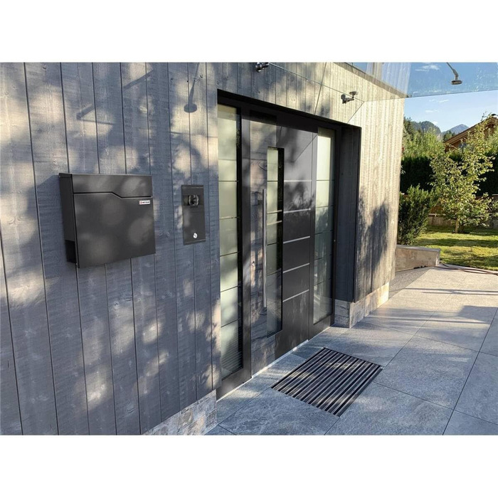 Поштова скринька Metzler Hoffmann з табличкою для імені та відділенням для газет – металева, порошково-пофарбована, стійка до погодних умов (Колір: Сріблястий блиск DB703)