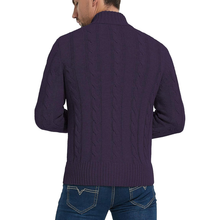 Чоловічий в'язаний кардиган NITAGUT для зими, теплий, великі розміри (3XL), колір: темно-синій та фіолетовий