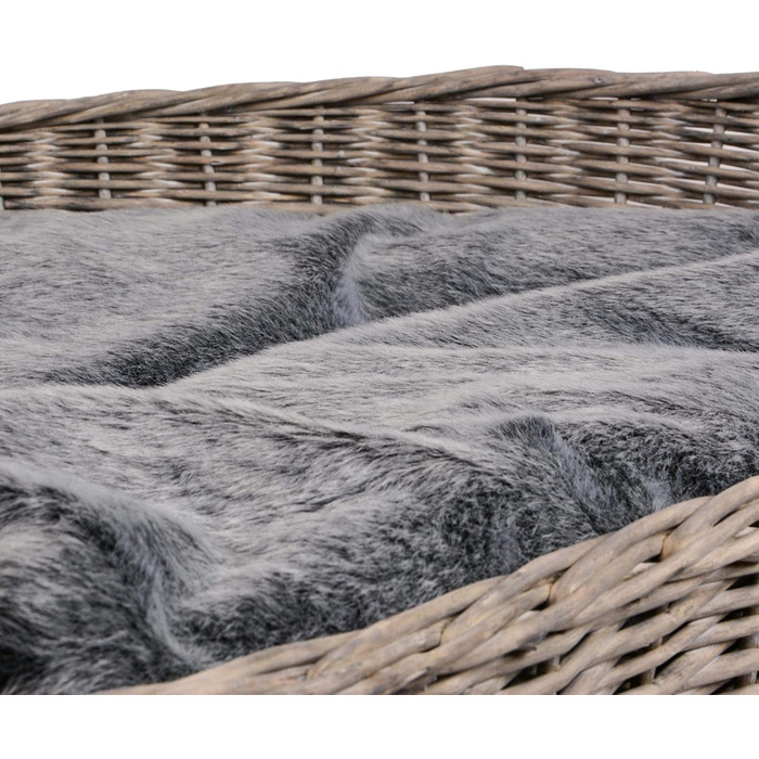 Ліжко для собак і котів UNUS з плетеної лози з подушкою, сіре, 61 x 44,5 x 15,5 см