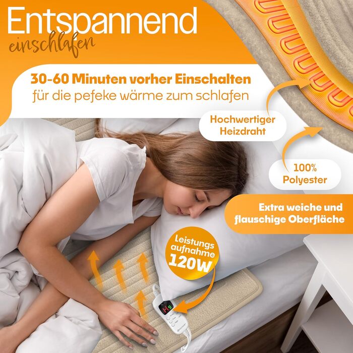 Електрична грілка KESSER® з плюшу 180x130 см сірого кольору | з таймером, автоматичним вимкненням, 9 температурних режимів, цифровим дисплеєм, прання до 40°C, сертифікат TÜV SÜD GS