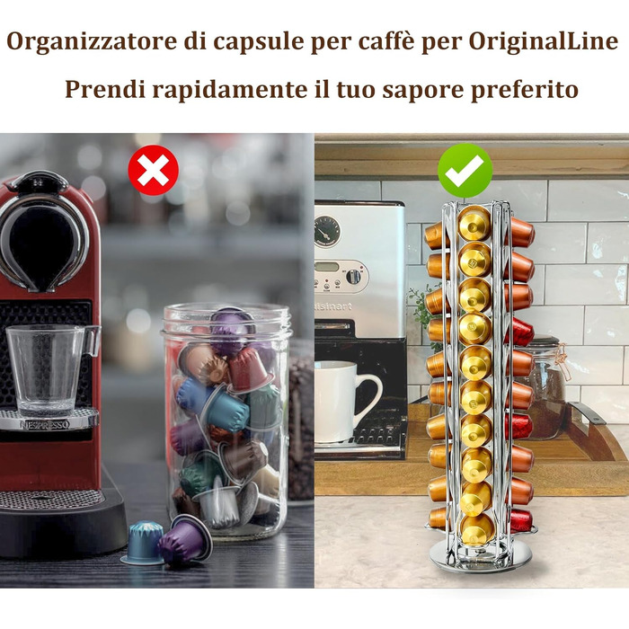 Поворотний тримач для капсул Nespresso OriginalLine на 40 капсул, чорний