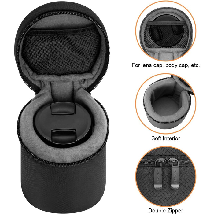 Чохол для об'єктива Arvok, 4 розміри, неопрен, водонепроникний, захисний, для фотооб'єктива, 15 мм, чорний