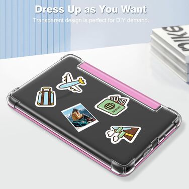 Чохол Fintie для Kindle 6 (11-го покоління) 2024/2022, прозорий, з функцією авто-сплячки, для Kindle Basic 2024, колір агави-зелений (ліловий-рожевий)